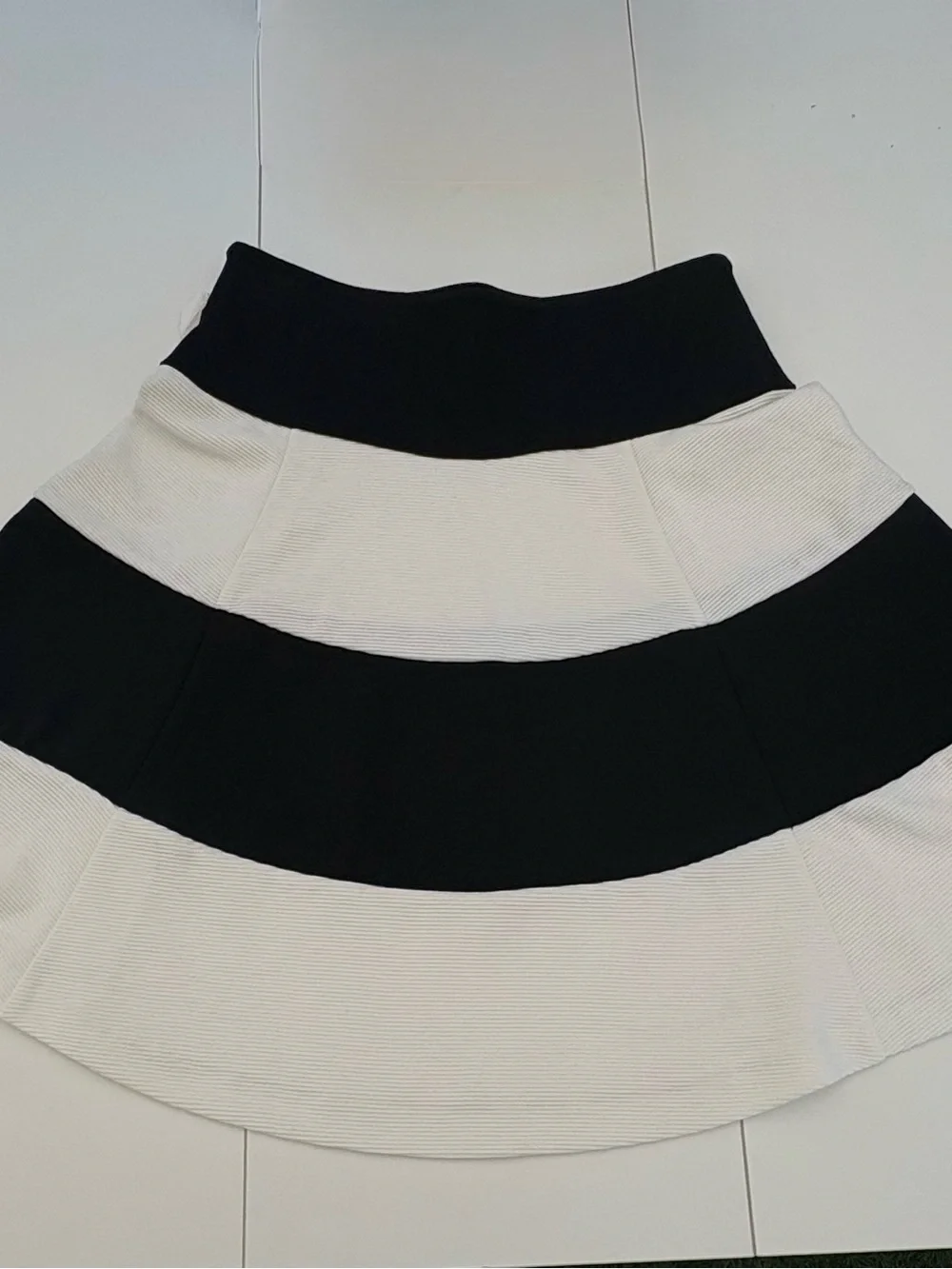 Elle Black and White Striped Circle Skirt